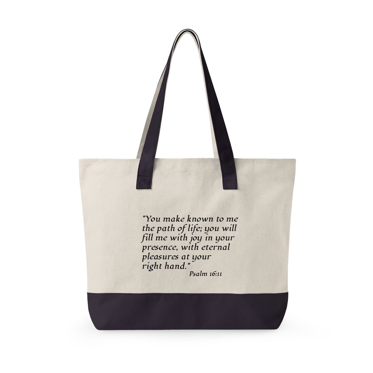 Joy-Fully Canvas Tote Bag — Inspirational Psalm 16:11 Zippered Shopper
