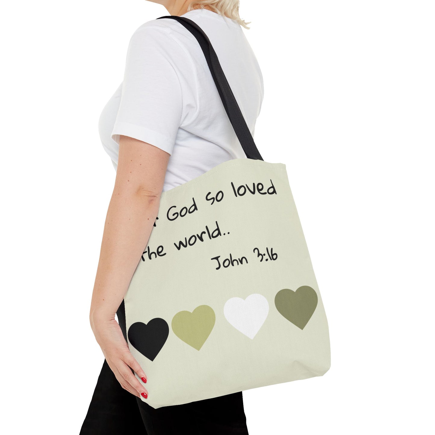 John 3:16 Scripture Tote Bag — "For God so loved the world" Religious Canvas Tote