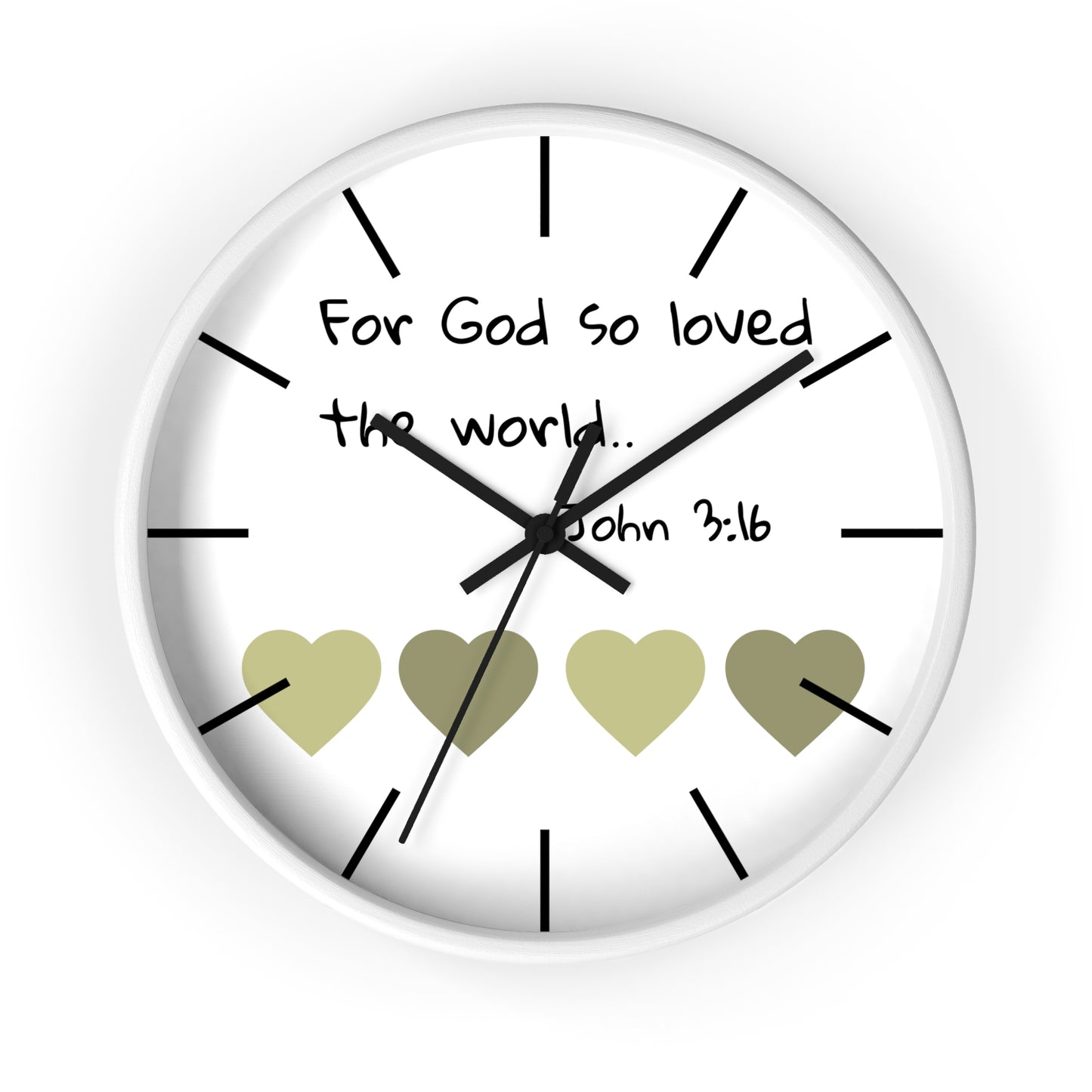 Wall Clock - "For God So Loved the World" John 3:16 Christian Heart Wall Clock