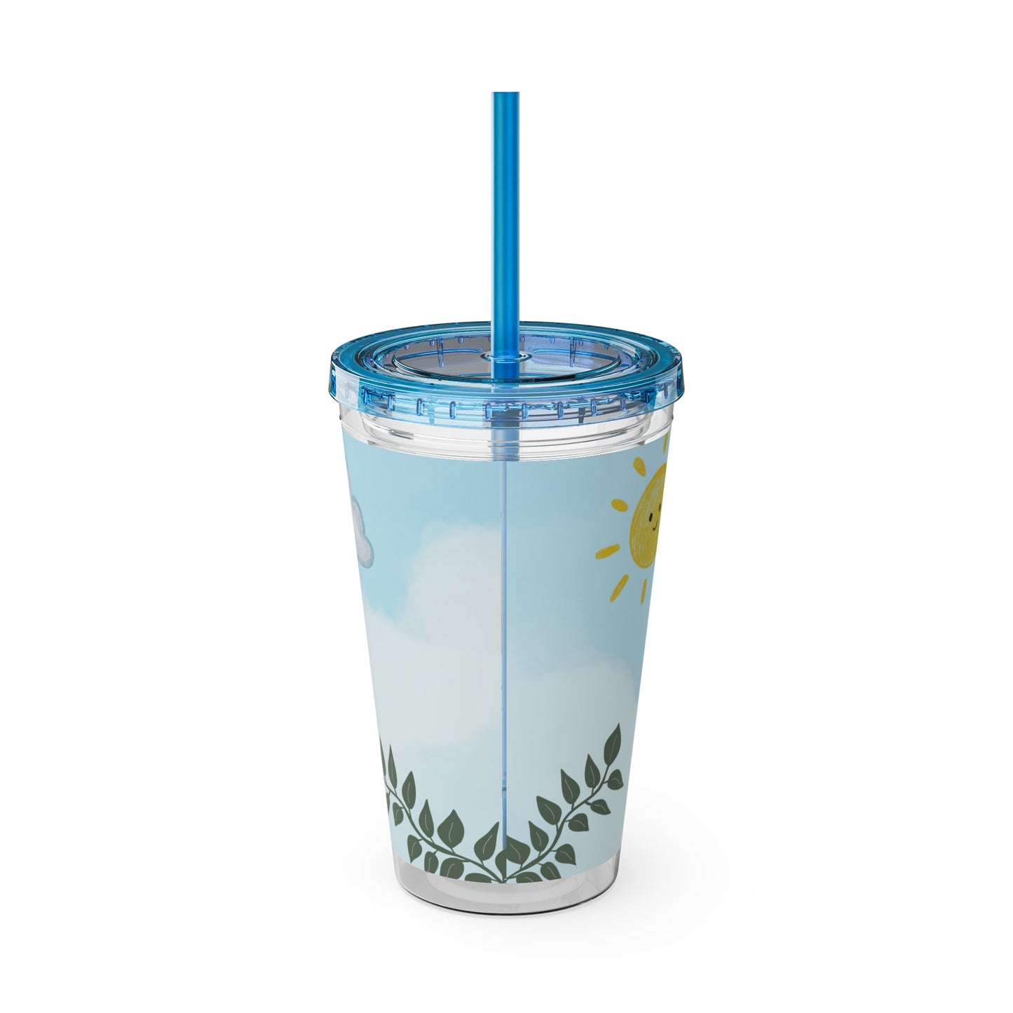 Butterfly & Sun 16oz Tumbler with Straw — 'Let everything that has breath' Psalm 150:6