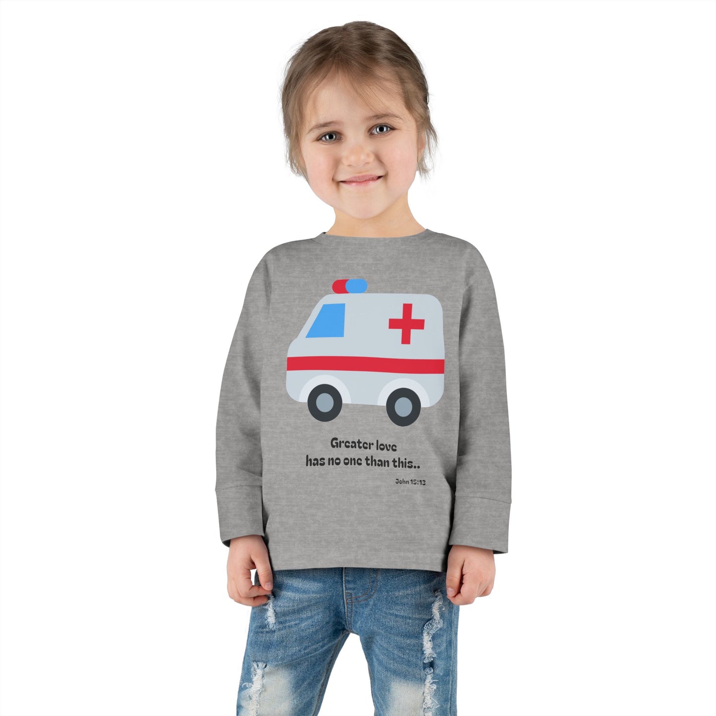 Christian Toddler Long Sleeve Tee — Ambulance Kids Shirt (John 15:13)