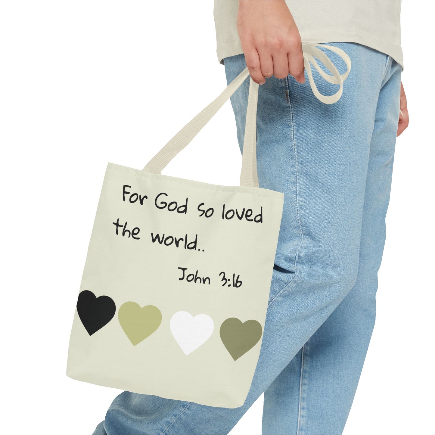 John 3:16 Scripture Tote Bag — "For God so loved the world" Religious Canvas Tote