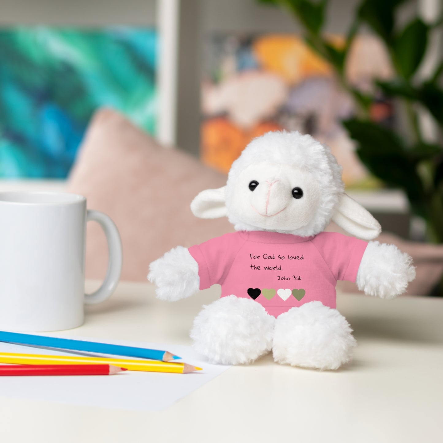 Christan Plush Toy, John 3:16  — Stuffed Animal with 'I Am a Child of God' T‑Shirt