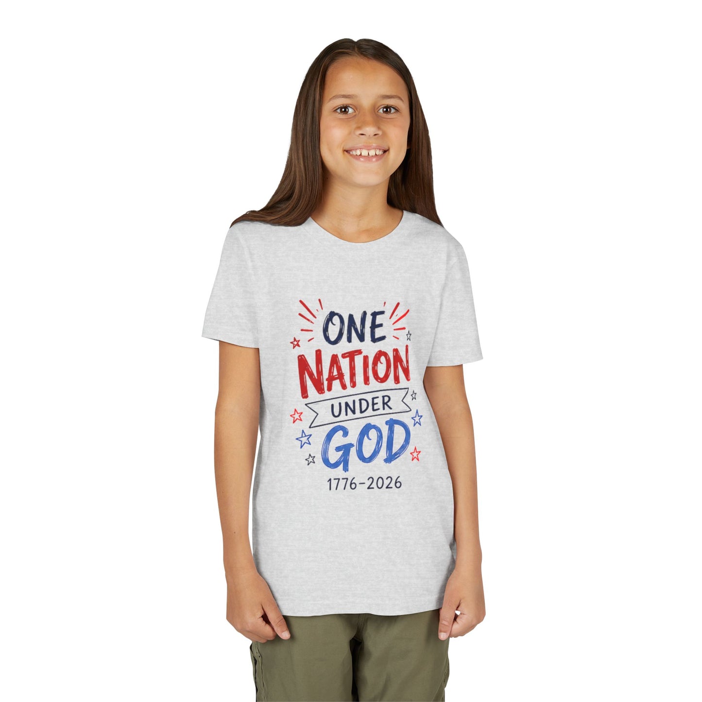 Youth Tee — Patriotic USA 250th Anniversary | "Blessed is the nation" (Psalm 33:12)