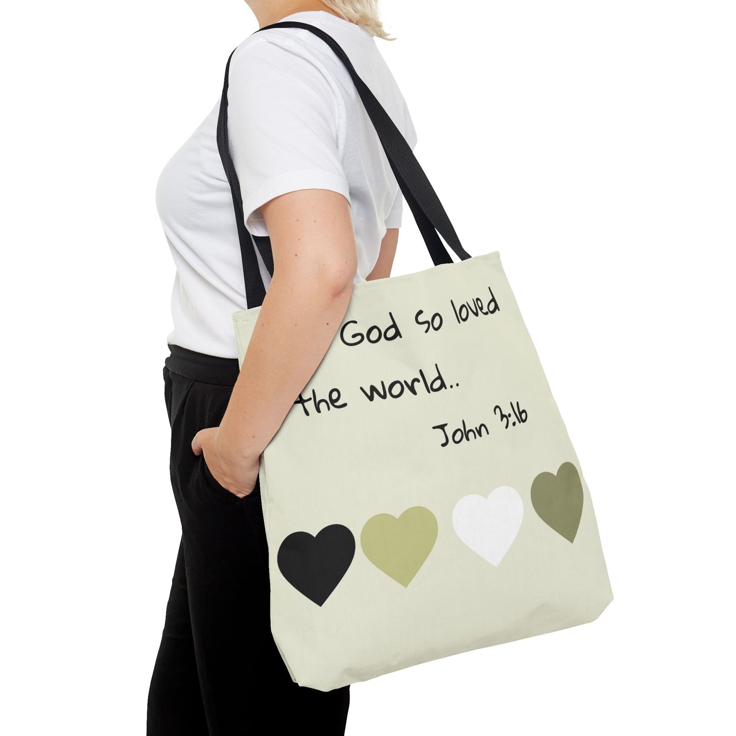 John 3:16 Scripture Tote Bag — "For God so loved the world" Religious Canvas Tote