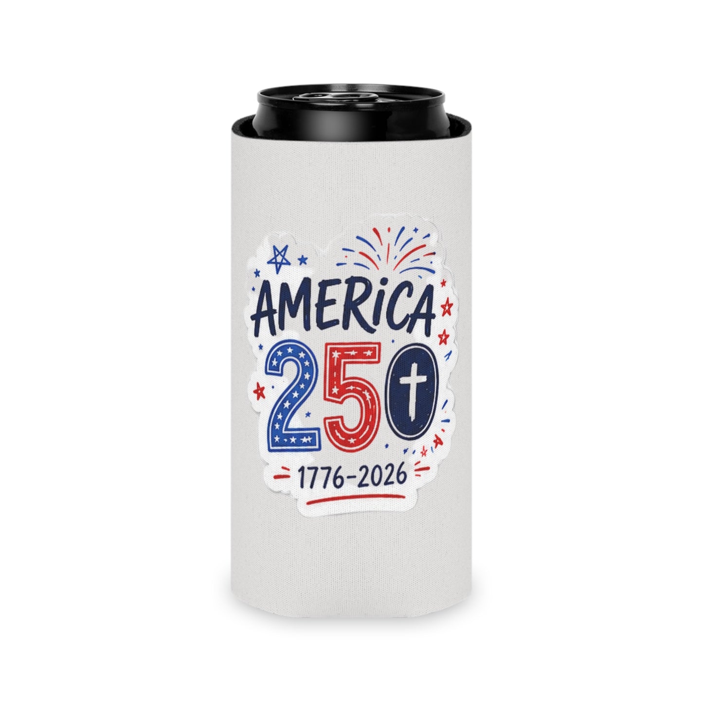 America 250 Can Cooler – 1776–2026 Patriotic Fourth of July Koozie