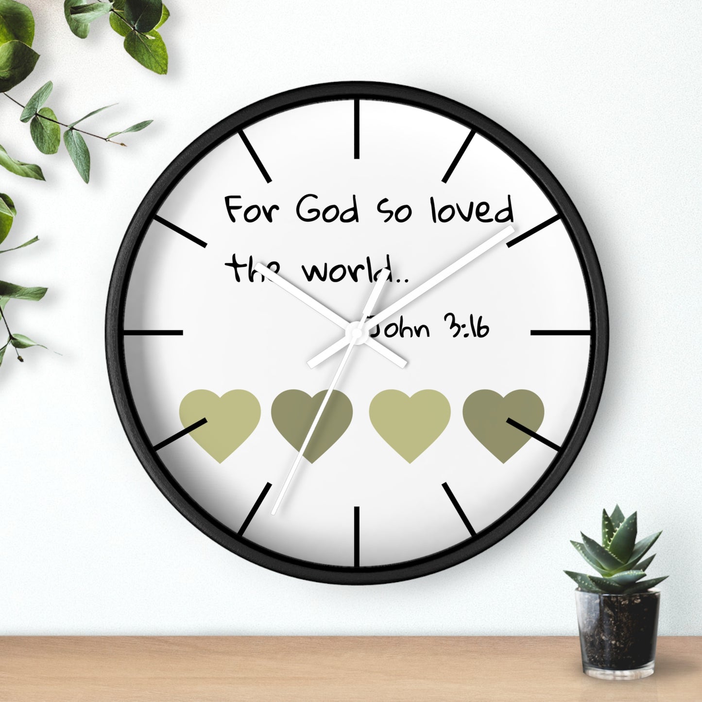 Wall Clock - "For God So Loved the World" John 3:16 Christian Heart Wall Clock