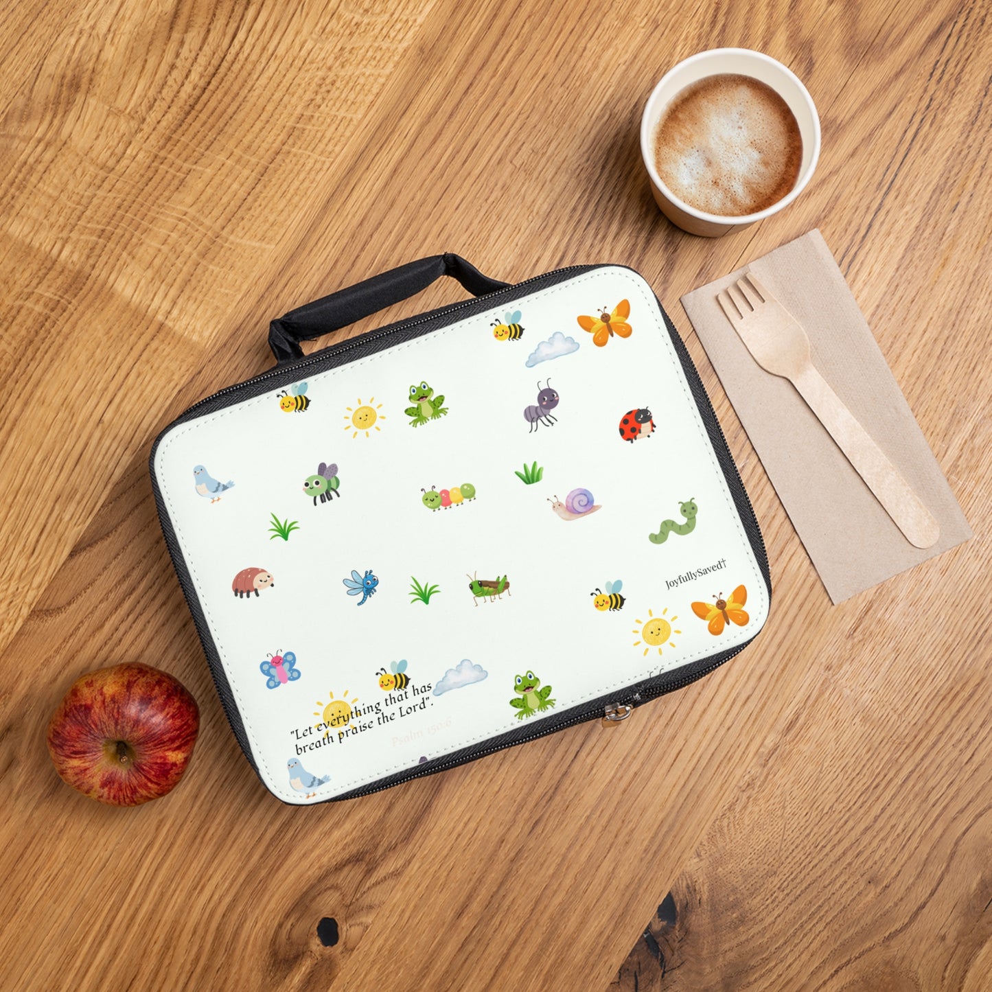Christian Lunch Bag — Cute Colorful Bugs (Psalm 150:6)