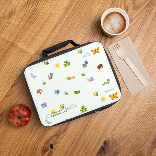 Christian Lunch Bag — Cute Colorful Bugs (Psalm 150:6)