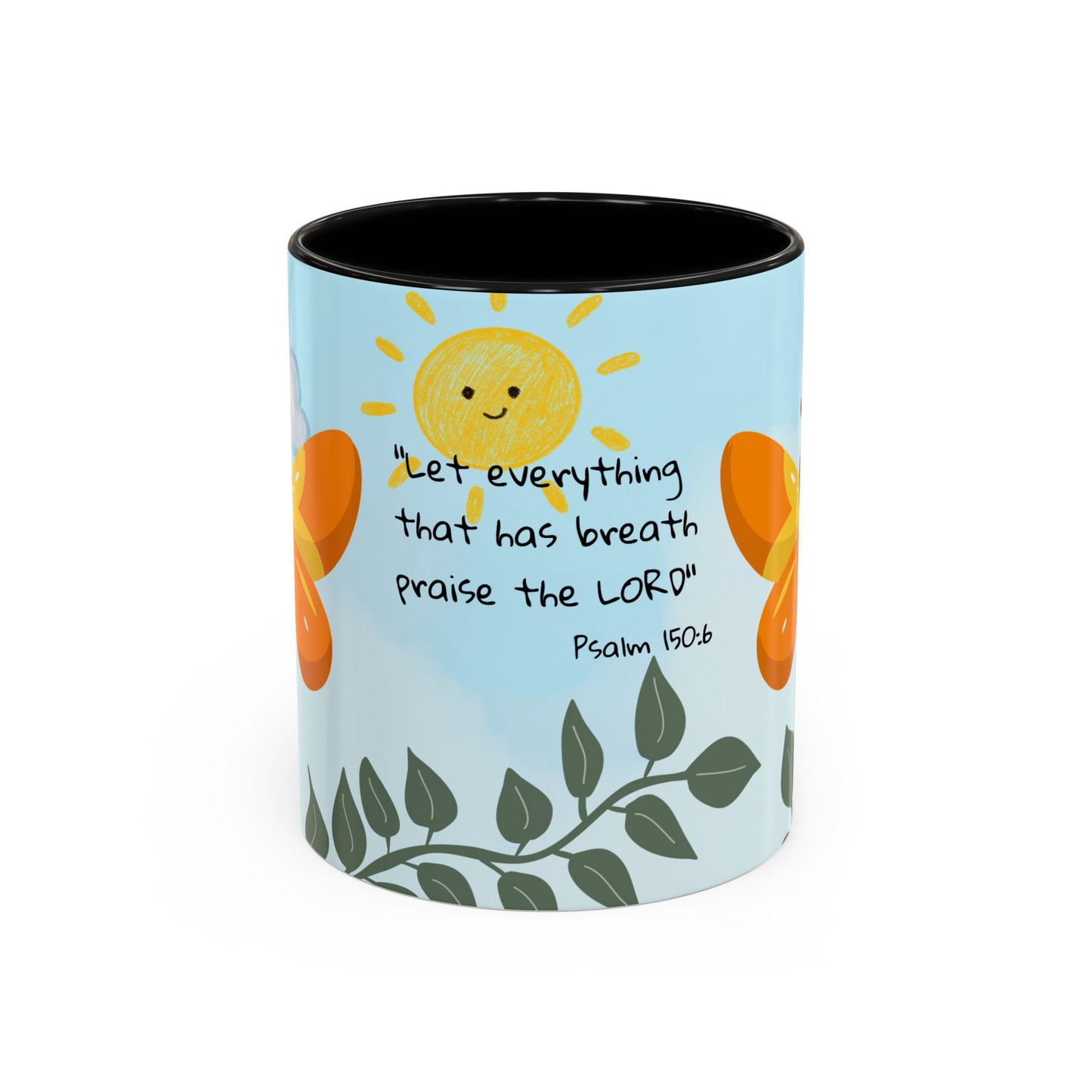 Butterfly Coffee Mug — Christian Ceramic Mug (Psalm 150:6)