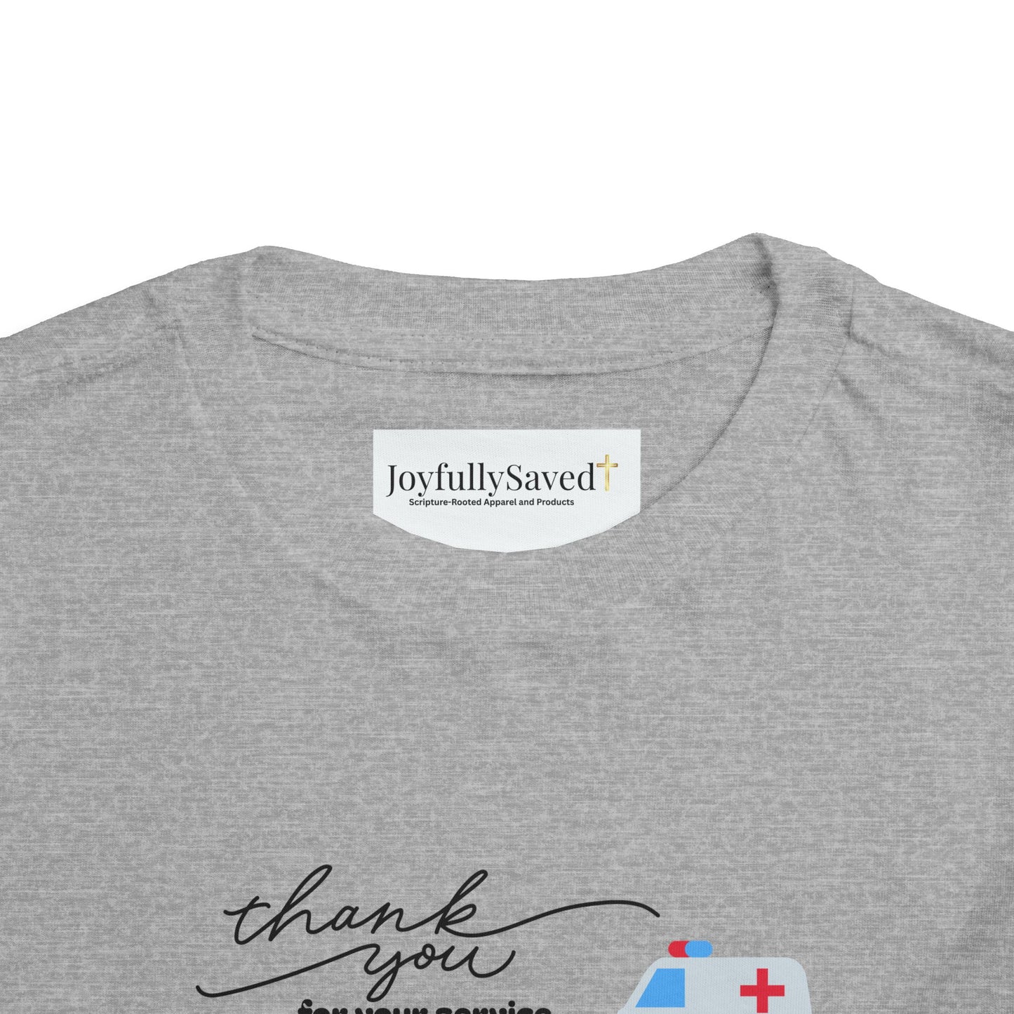 Christian Toddler Tee — Emergency Vehicle Graphics (John 15:13)