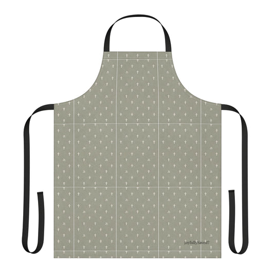 Christian Cross Sage Apron —Faith Kitchen Apron