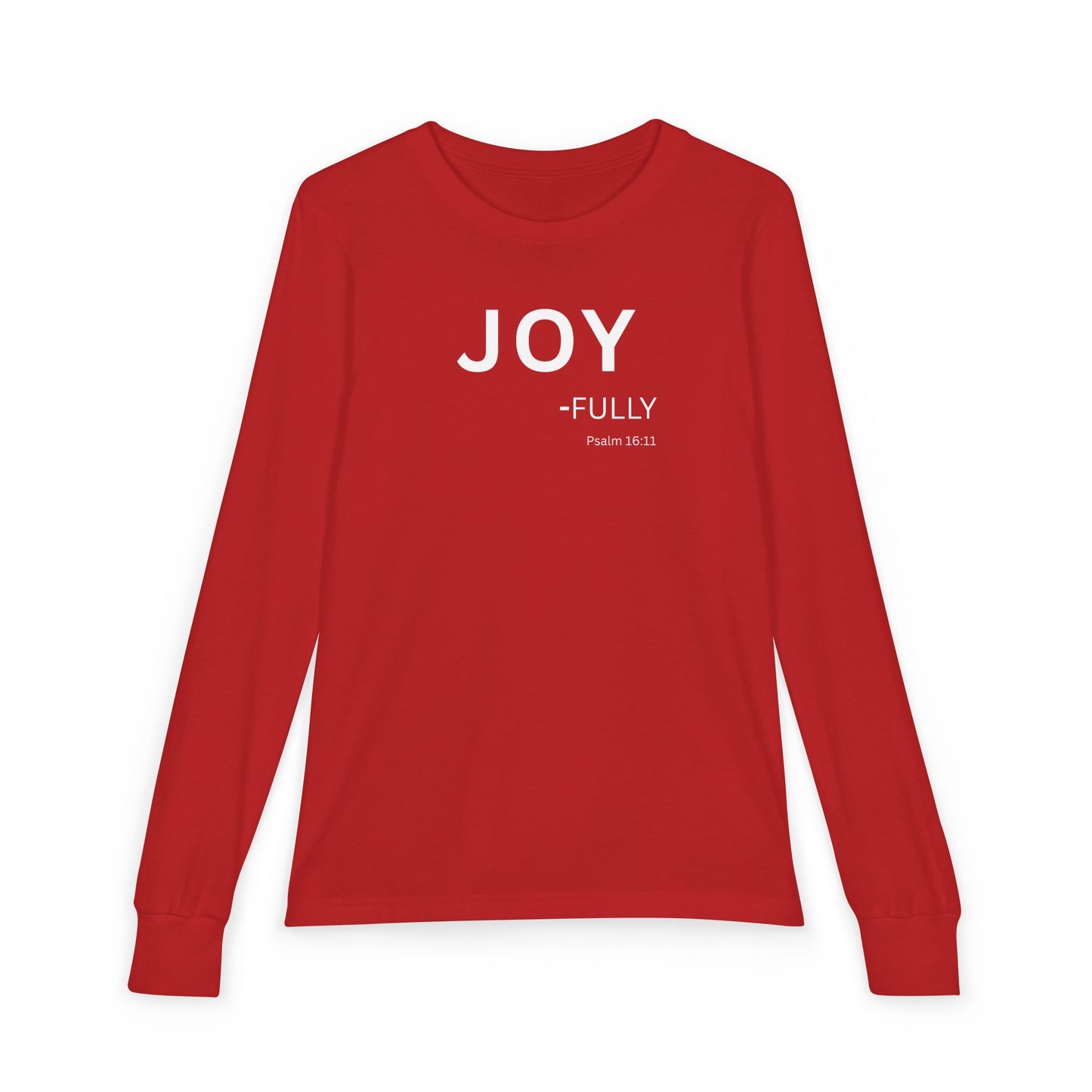 Joy-fully Psalm 16:11 Youth Jersey Long Sleeve Tee | Christian youth Shirt