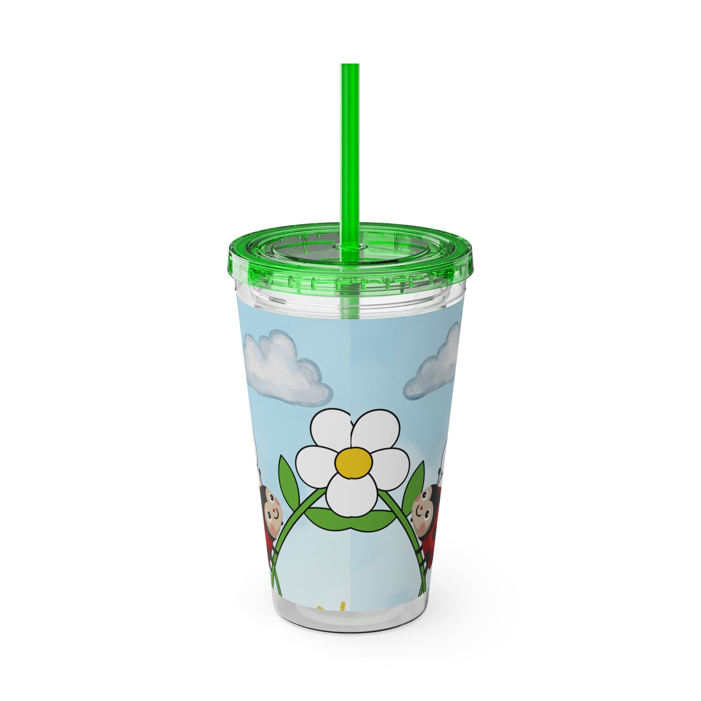 Ladybug 16oz Tumbler with Straw — Christian Cup (Psalm 150:6)