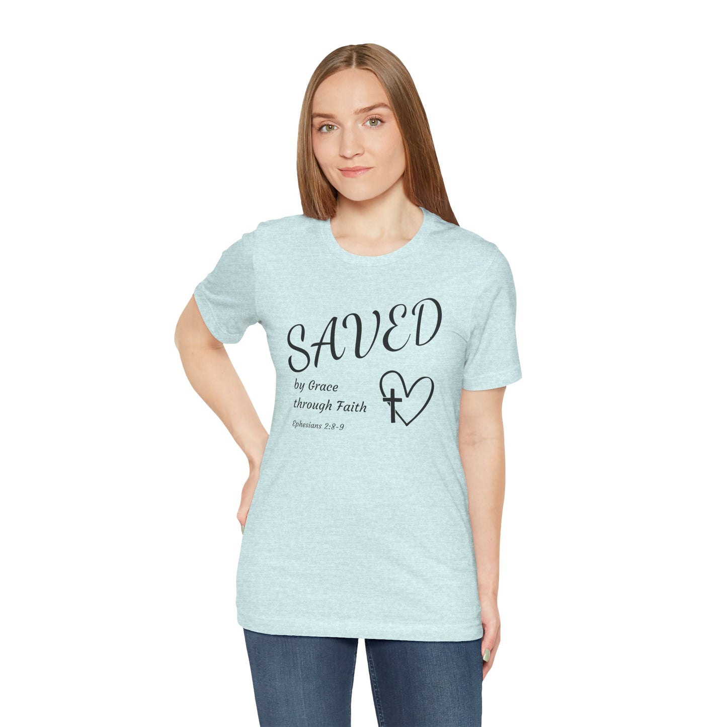 Ephesians 2:8-9 Christian T-Shirt — "SAVED by Grace through Faith" Tee