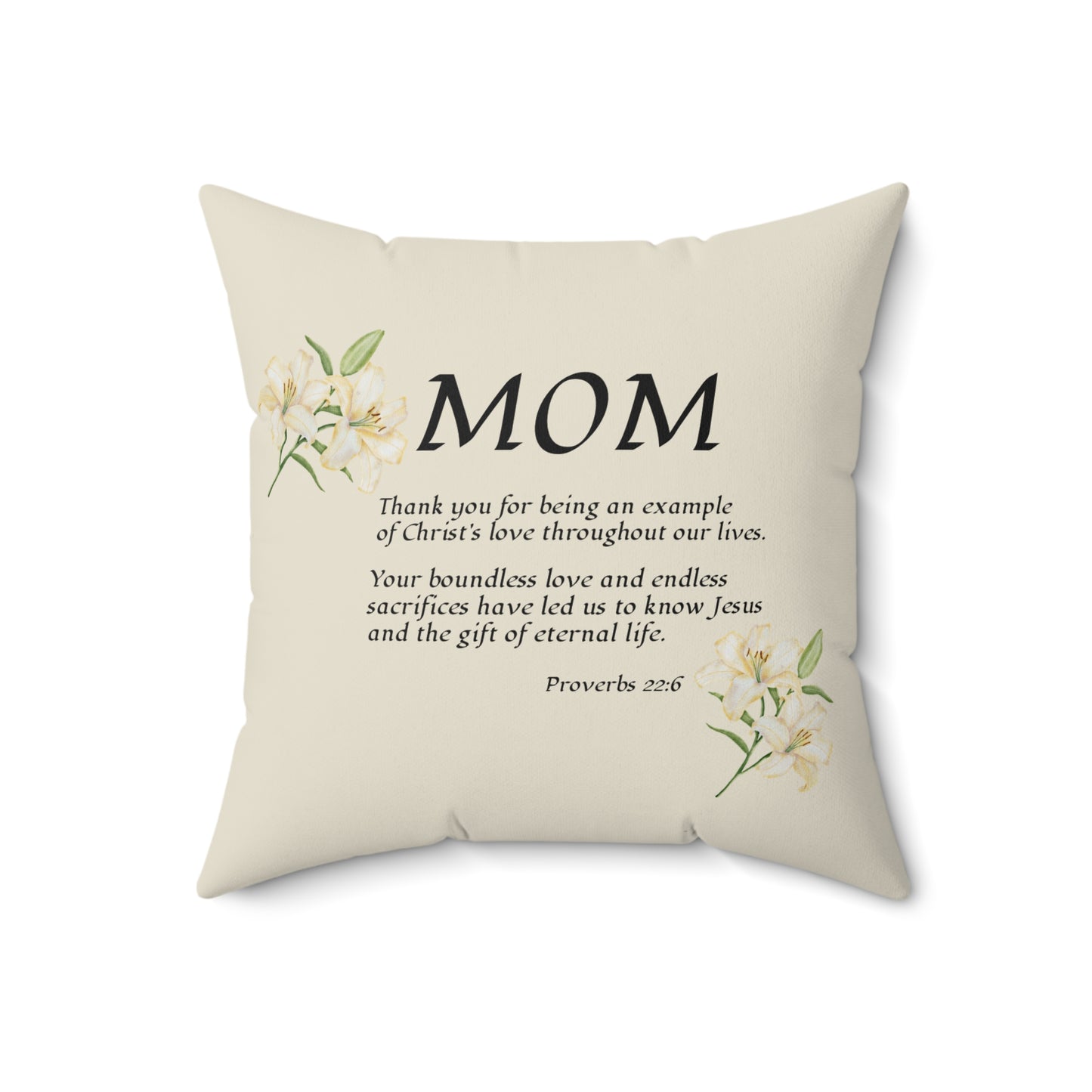 "Thank You" from 2+ ppl, Square Pillow, Proverbs 22:6 — Christian Pillow, religious gift