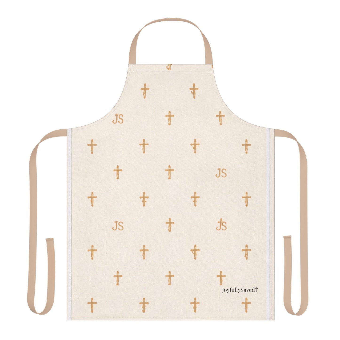 Christian Cross Creme Apron — large print, Faith Kitchen Apron