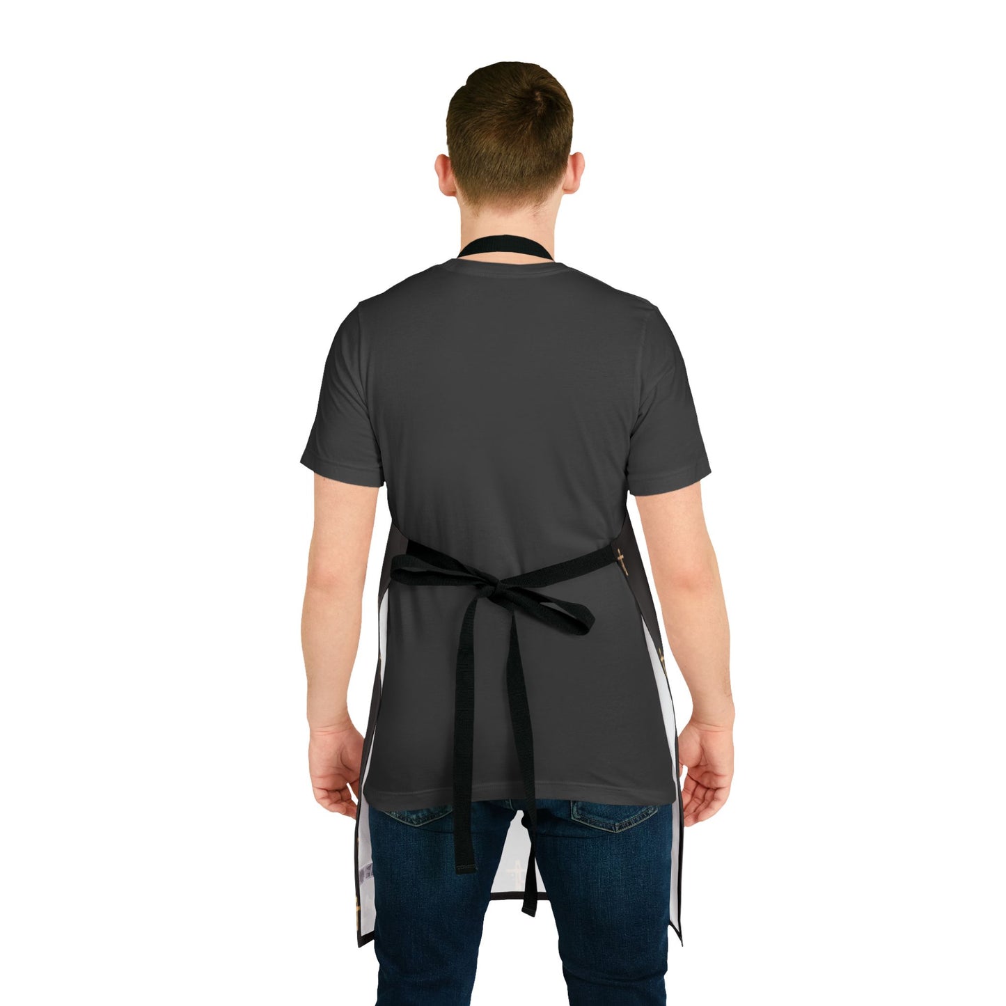 Christian Cross Black Apron — large print, Faith Kitchen Apron
