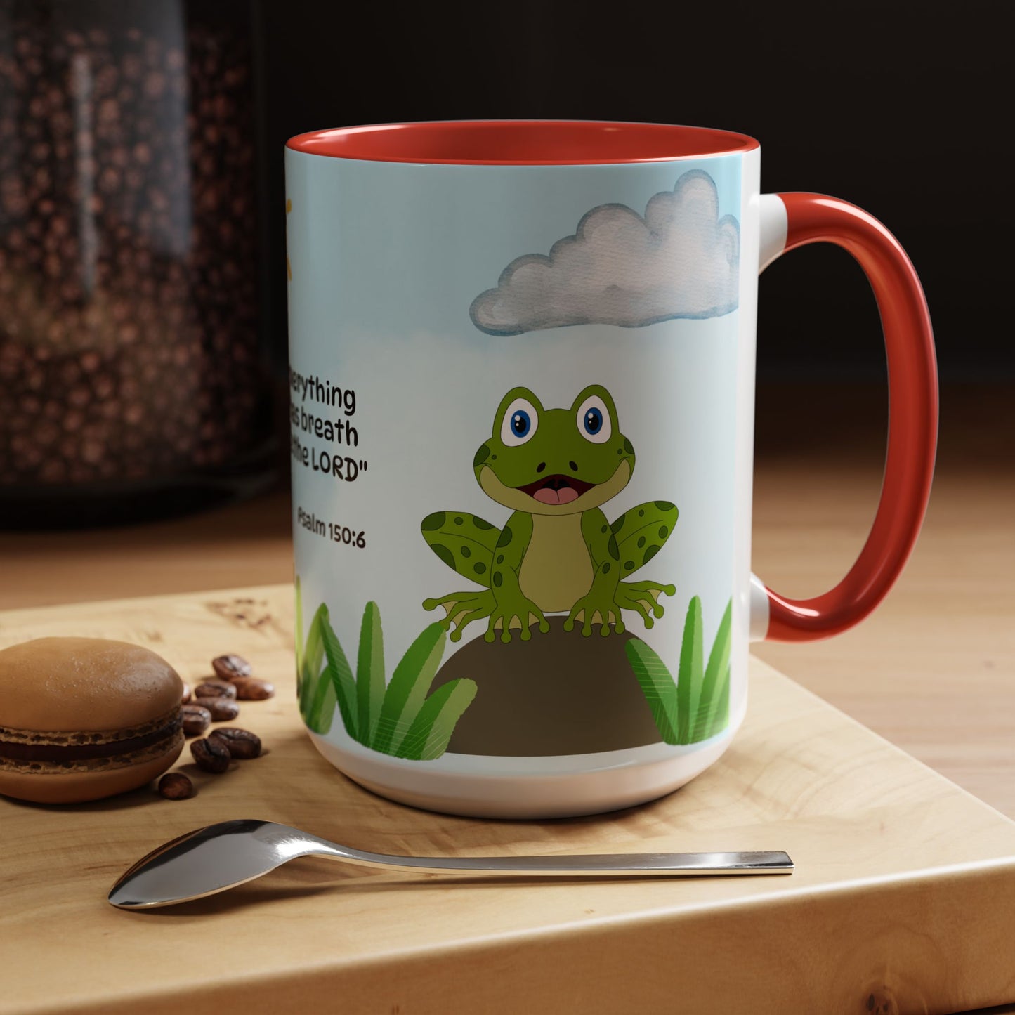 Frog Coffee Mug — Christian Ceramic Mug (Psalm 150:6)