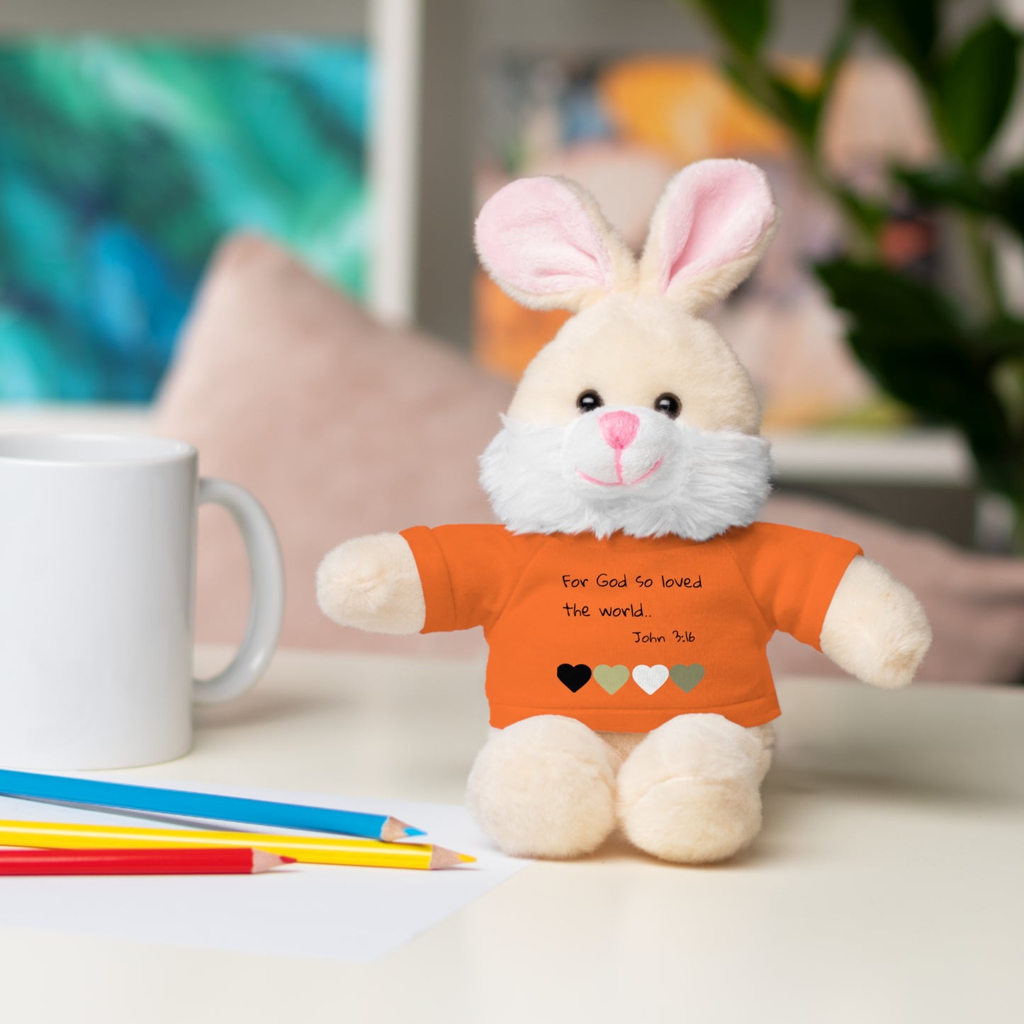 Christan Plush Toy, John 3:16  — Stuffed Animal with 'I Am a Child of God' T‑Shirt