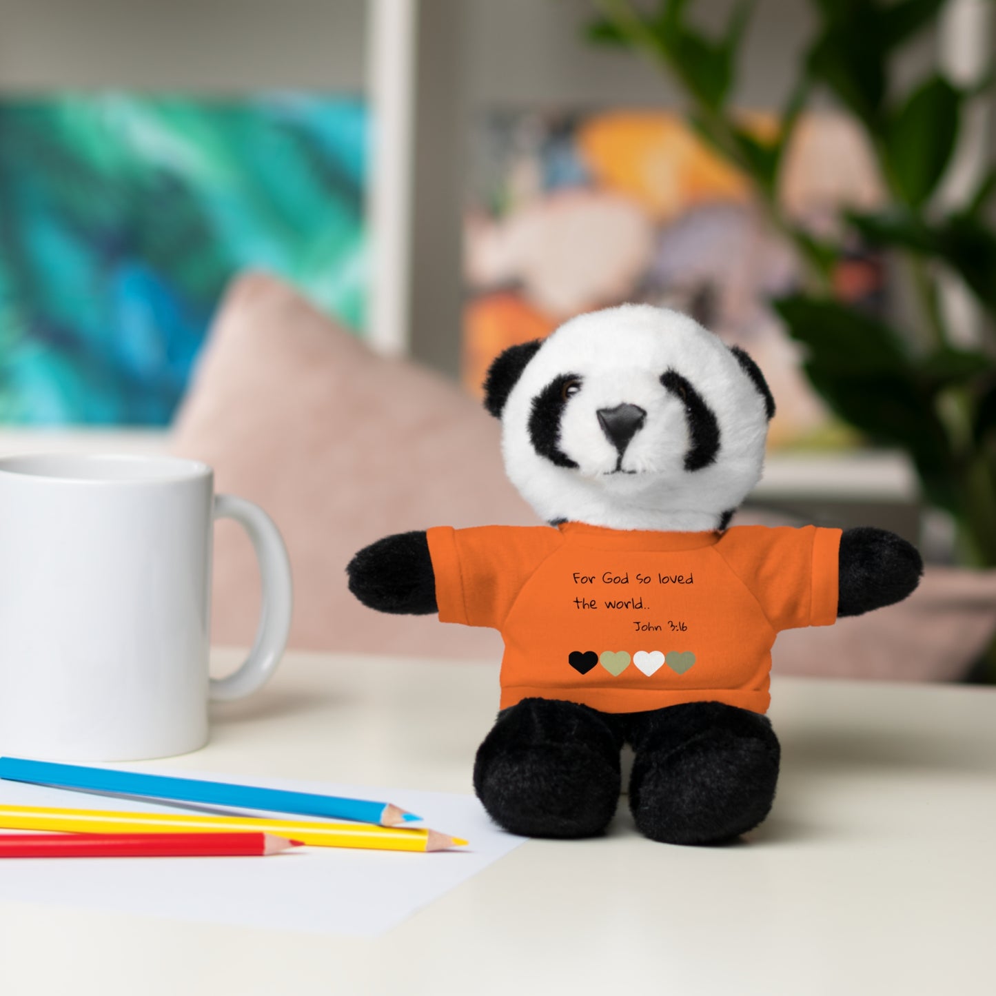 Christan Plush Toy, John 3:16  — Stuffed Animal with 'I Am a Child of God' T‑Shirt