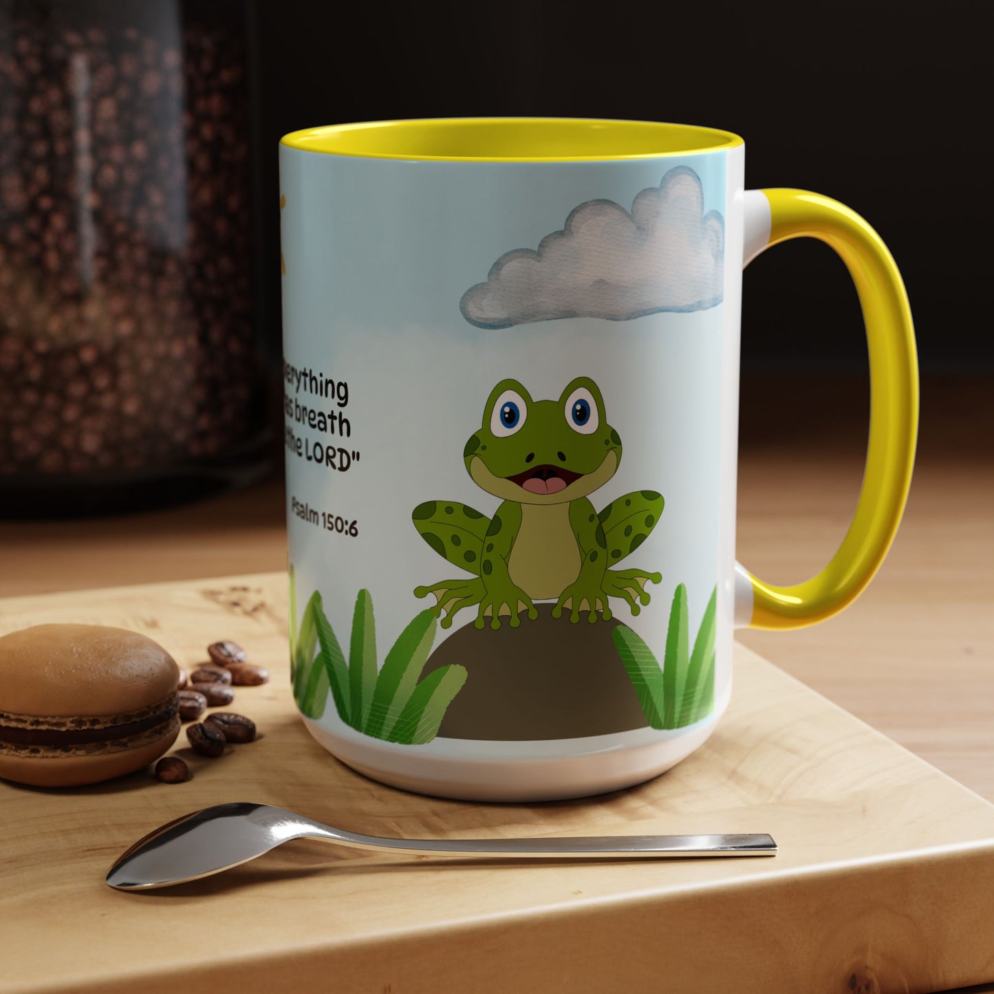 Frog Coffee Mug — Christian Ceramic Mug (Psalm 150:6)