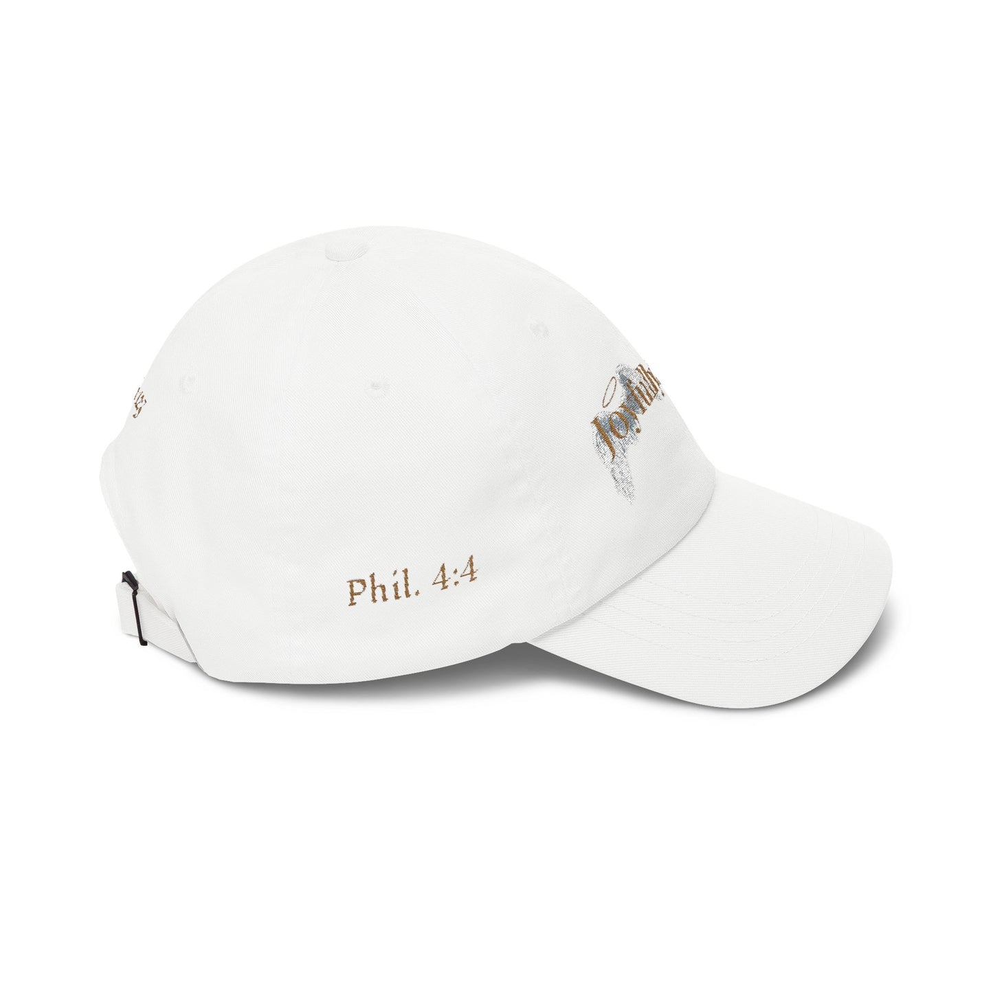 Joyfully Saved "dad" Cap, Logo with verses — Embroidered Hat, Gold text