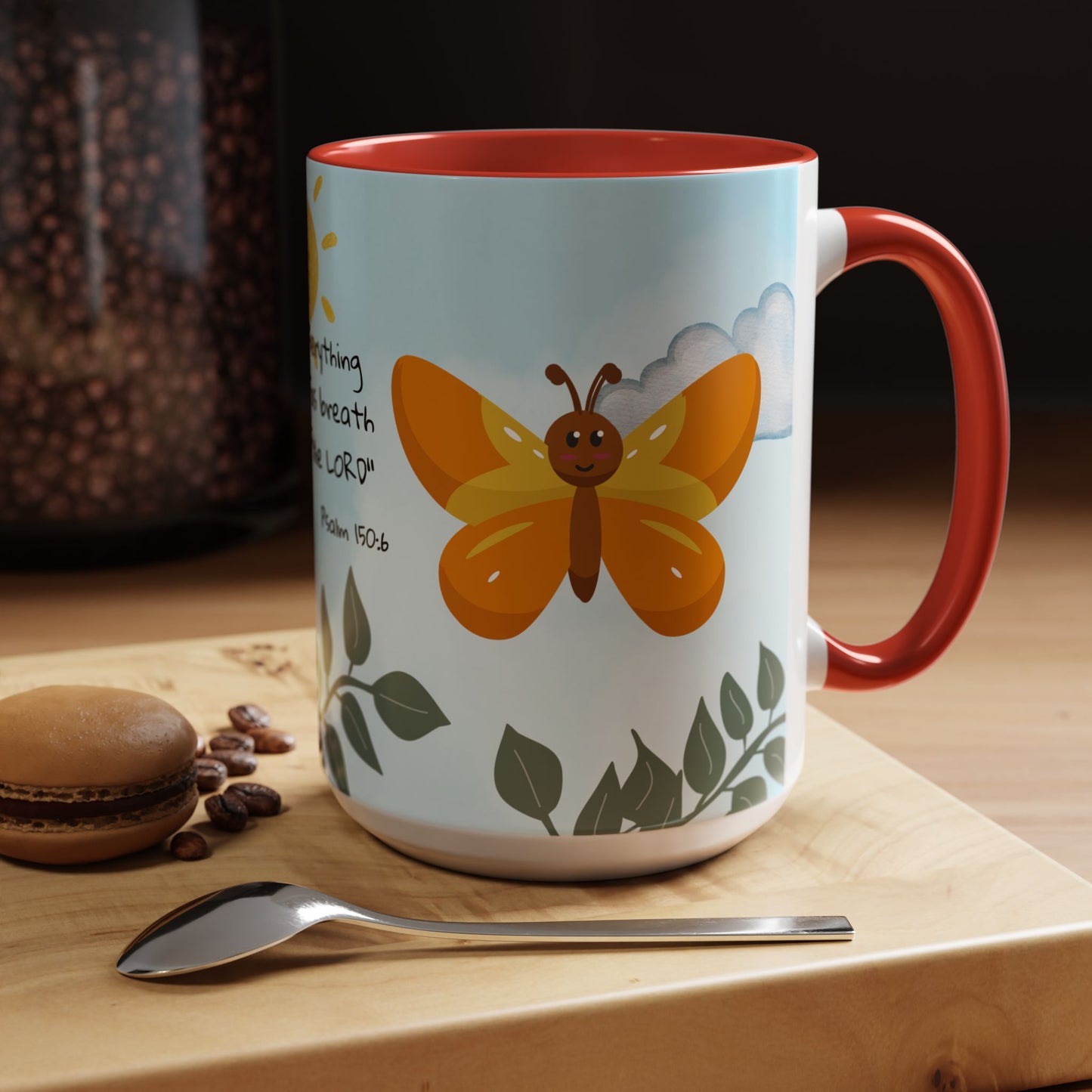 Butterfly Coffee Mug — Christian Ceramic Mug (Psalm 150:6)