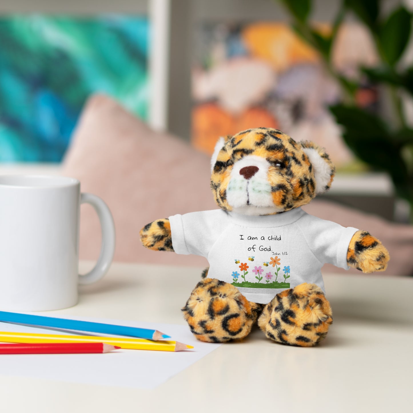 Christan Plush Toy, John 1:12  — Stuffed Animal with 'I Am a Child of God' T‑Shirt