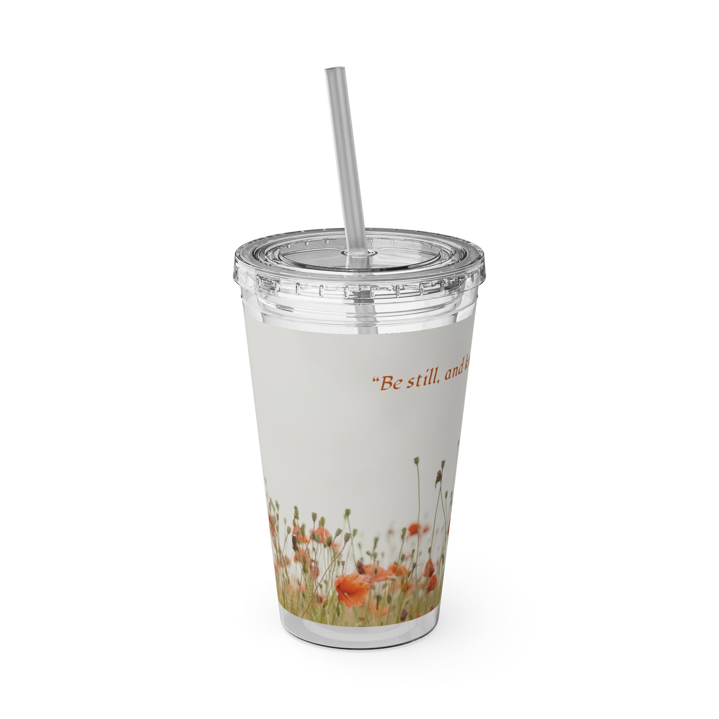 16oz  Scripture Tumbler with Straw — Christian gift, Psalm 46:10