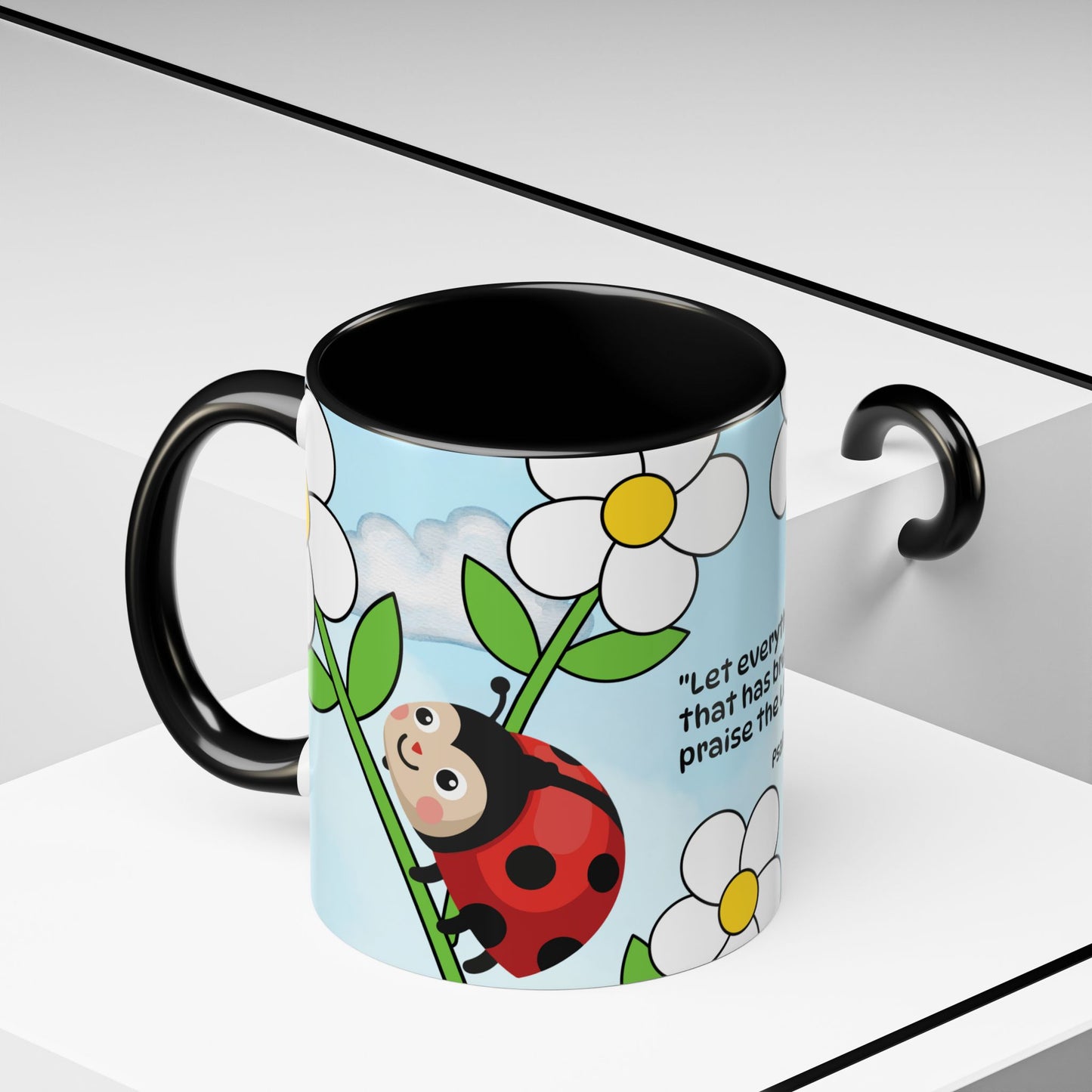Ladybug Coffee Mug — Christian Ceramic Mug (Psalm 150:6)