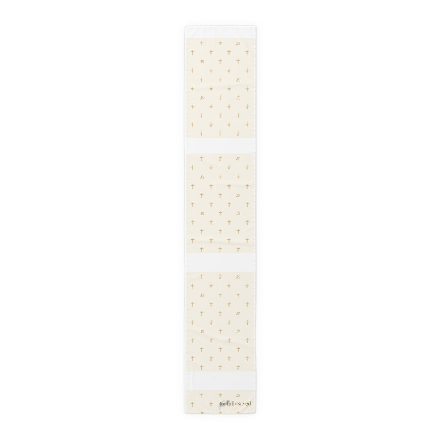 Signature Cross Table Runner, Cream — JoyfullySaved Faith-Inspired Cotton/Poly Decor