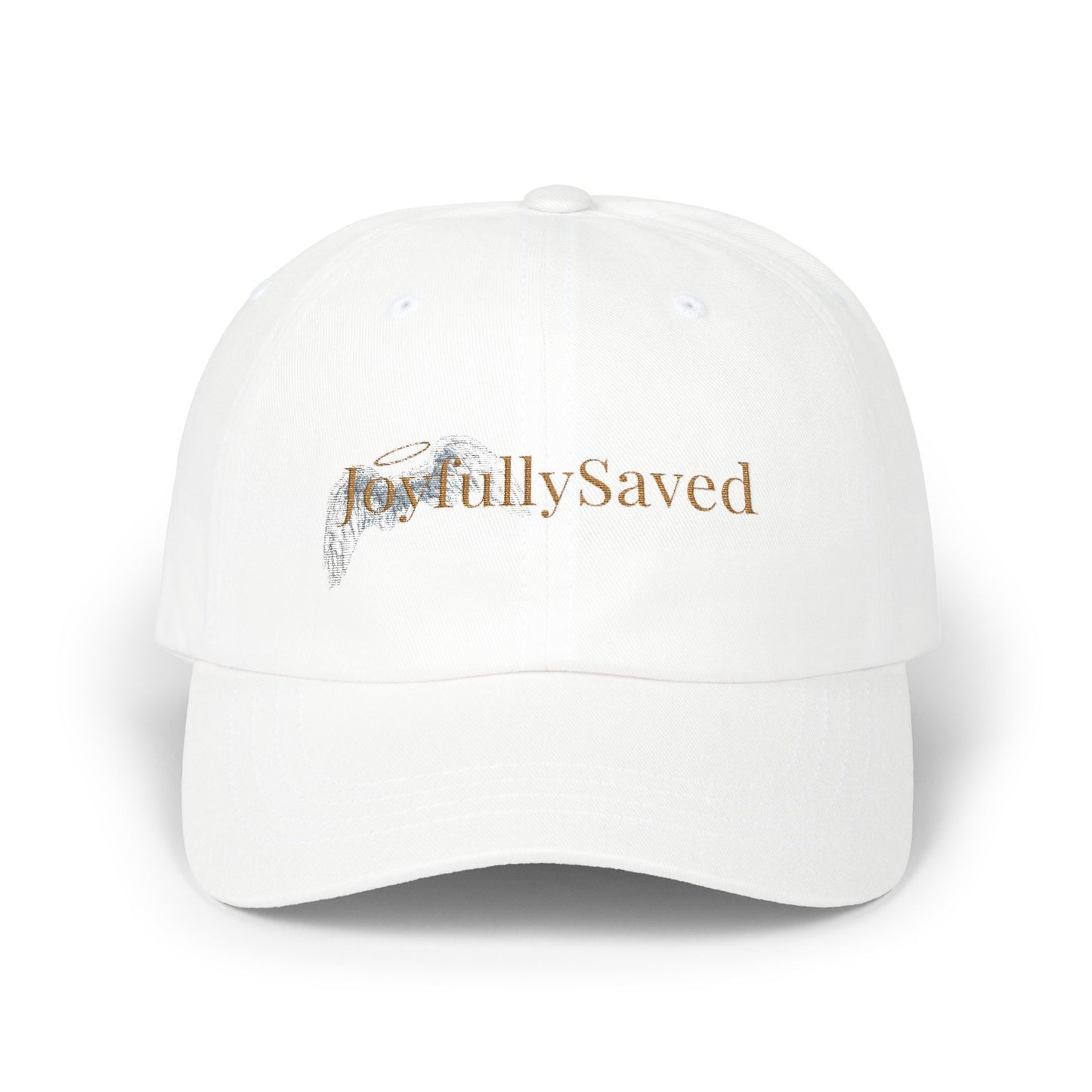 Joyfully Saved "dad" Cap, Logo only — Embroidered Hat, Gold text