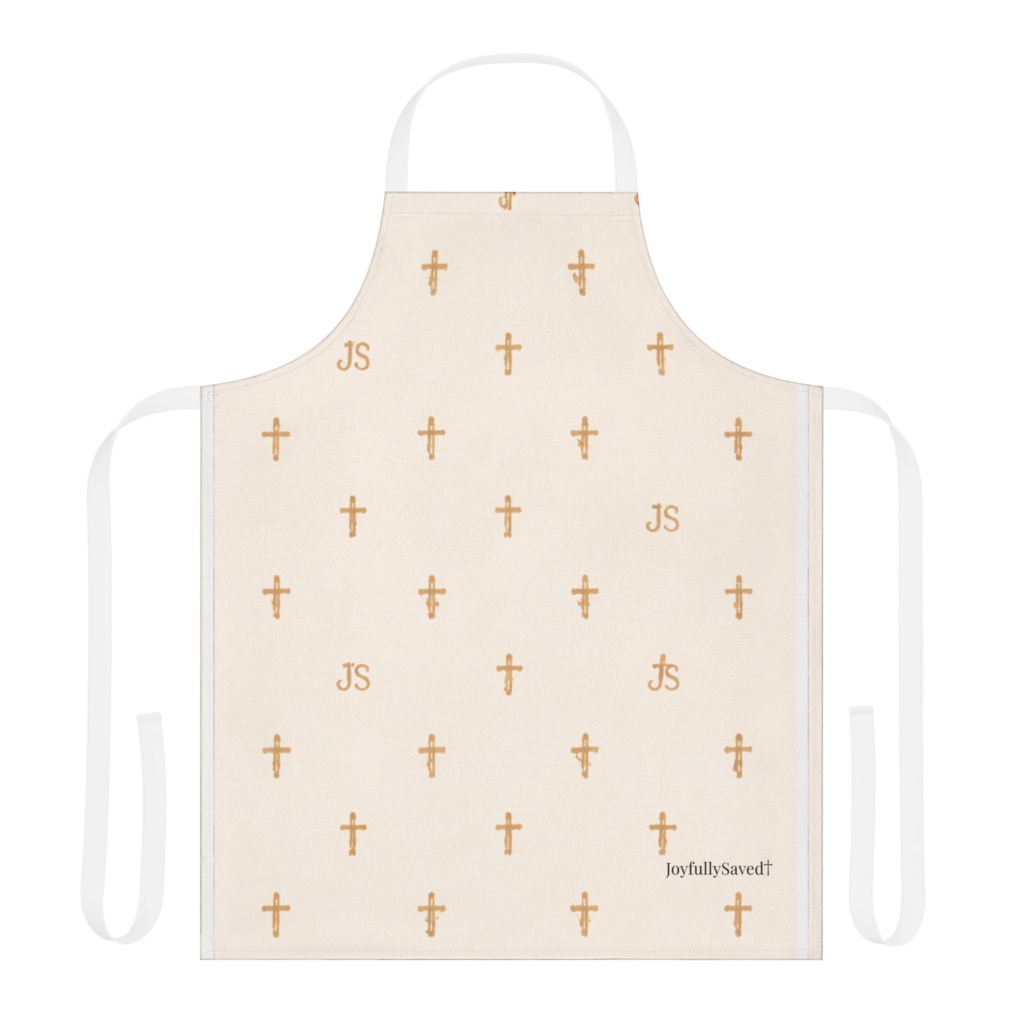 Christian Cross Creme Apron — large print, Faith Kitchen Apron