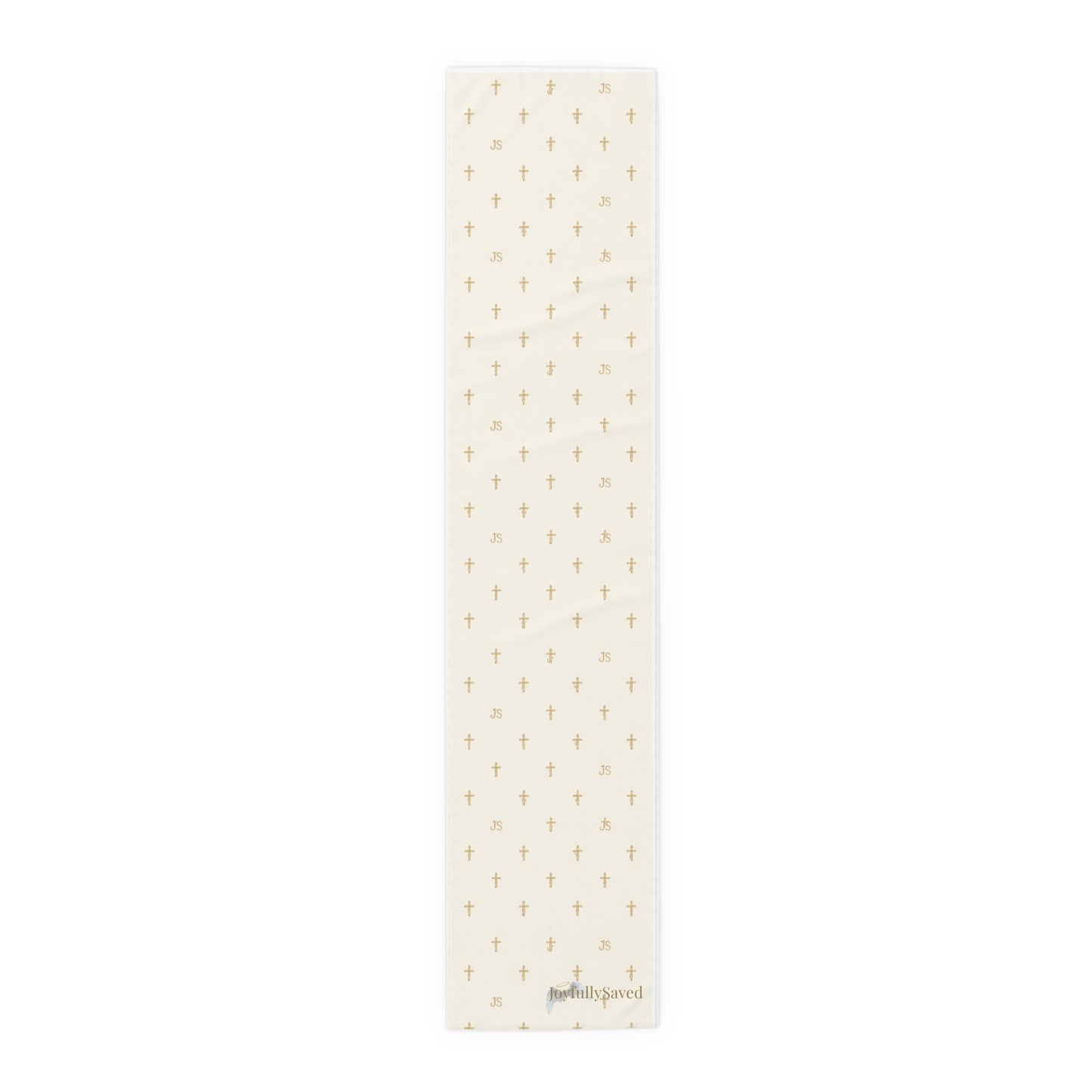 Signature Cross Table Runner, Cream — JoyfullySaved Faith-Inspired Cotton/Poly Decor
