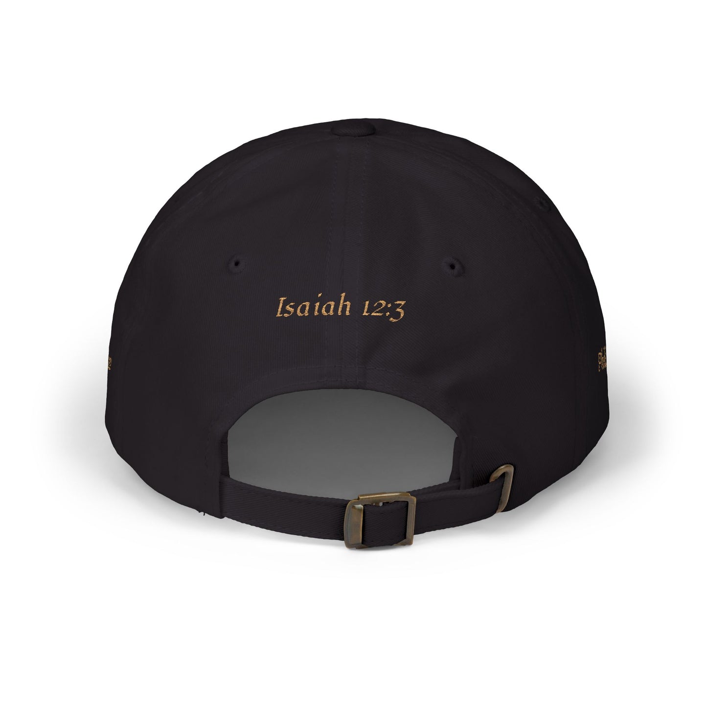 Joyfully Saved "dad" Cap, Logo with verses — Embroidered Hat, Gold text