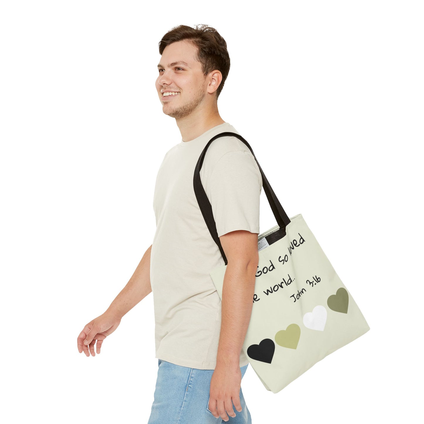 John 3:16 Scripture Tote Bag — "For God so loved the world" Religious Canvas Tote