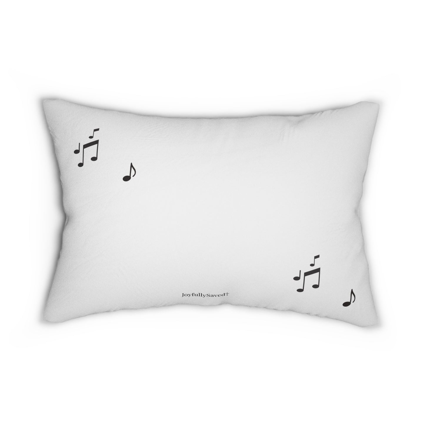 Music Note Lumbar Pillow — Decorative White Polyester Accent Pillow (Psalm 100:5)