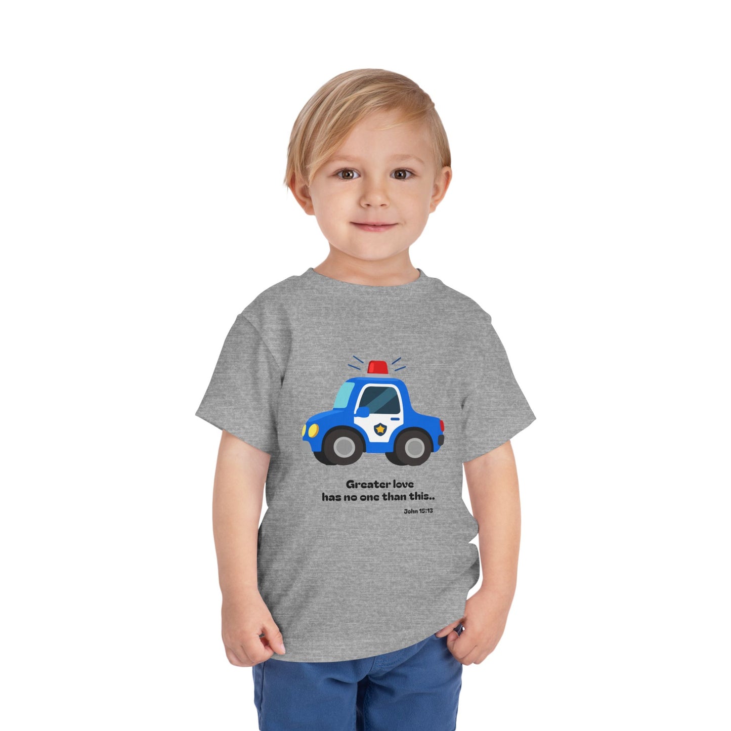 Christian Toddler Tee — Police Car Graphic (John 15:13)