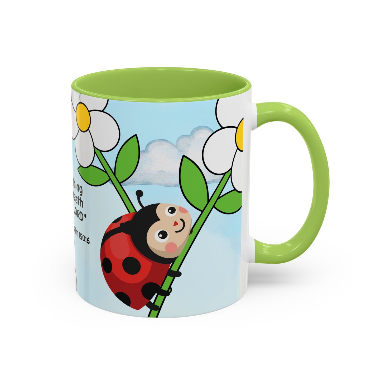 Ladybug Coffee Mug — Christian Ceramic Mug (Psalm 150:6)