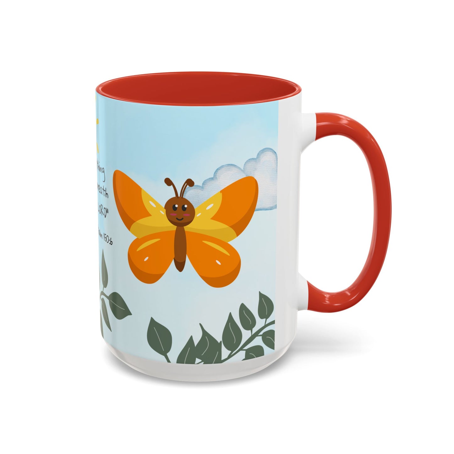 Butterfly Coffee Mug — Christian Ceramic Mug (Psalm 150:6)