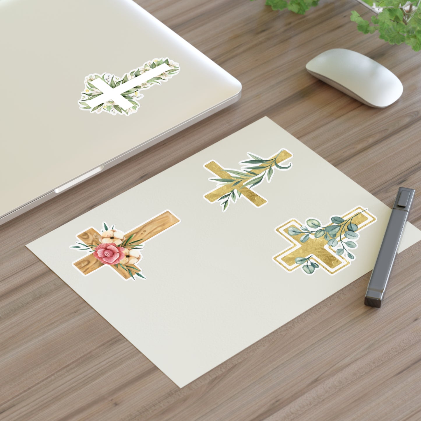 Christian Crosses Sticker Sheet — 4 Religious Faith Stickers