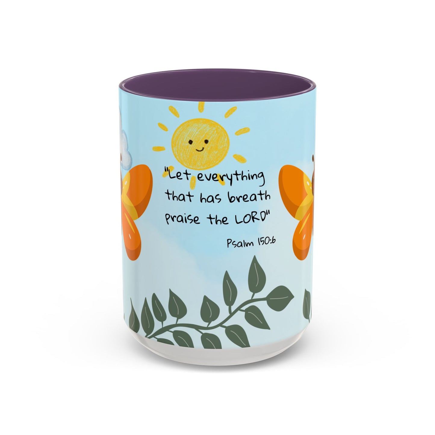 Butterfly Coffee Mug — Christian Ceramic Mug (Psalm 150:6)