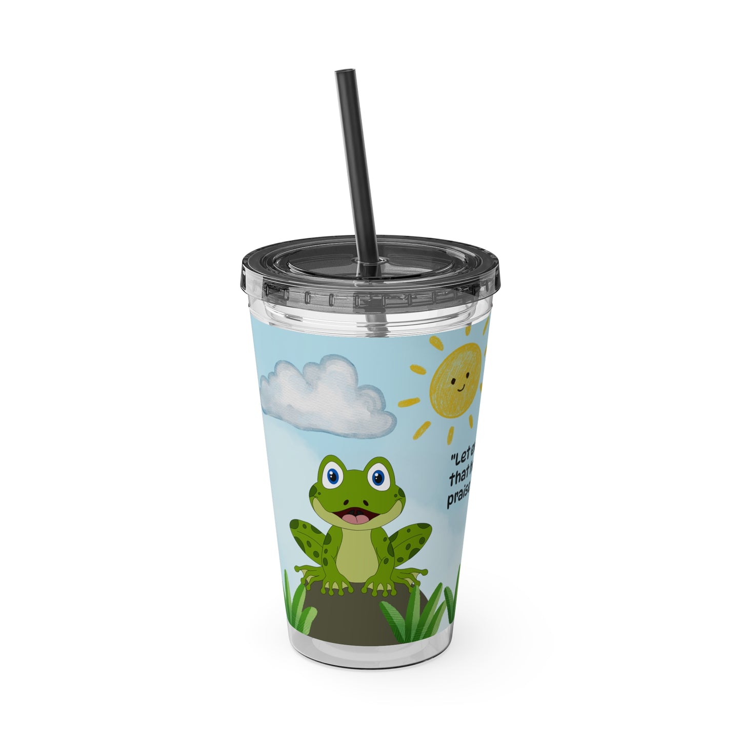 Frog 16oz Tumbler with Straw — Christian Cup (Psalm 150:6)