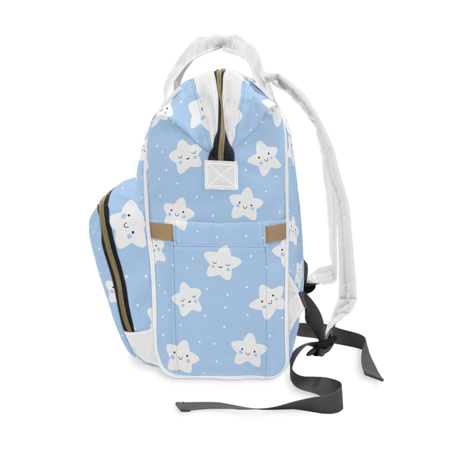 Cute Starry Baby Diaper Backpack – Light Blue Multifunctional Nappy Bag