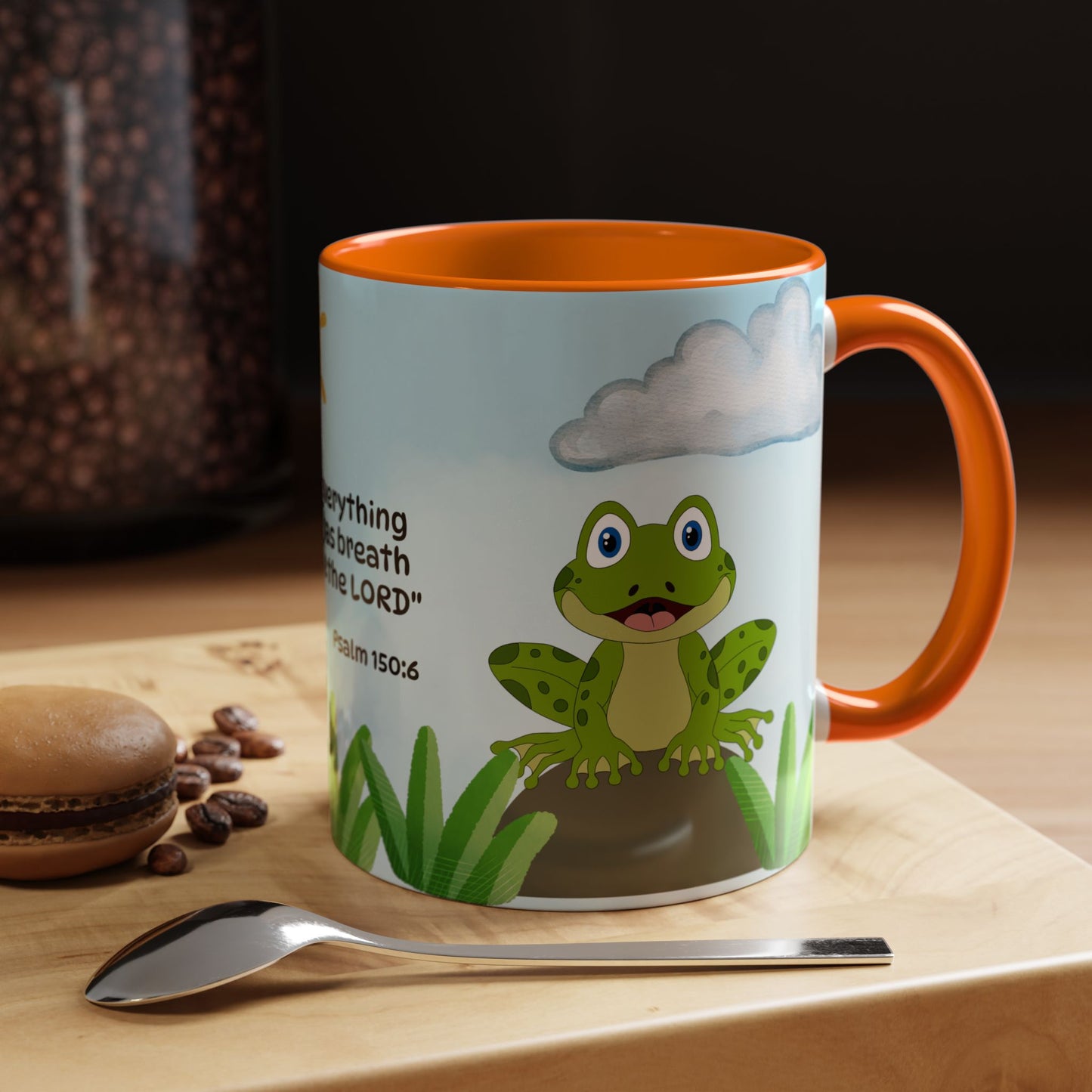 Frog Coffee Mug — Christian Ceramic Mug (Psalm 150:6)