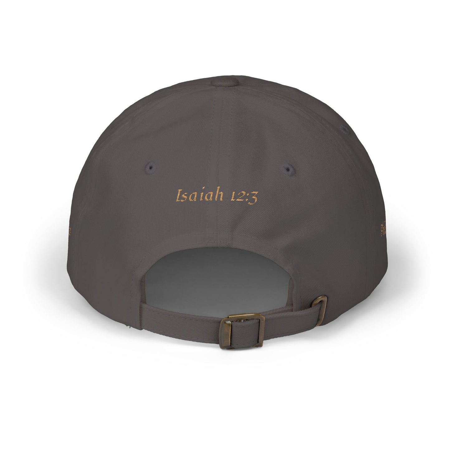 Joyfully Saved "dad" Cap, Logo with verses — Embroidered Hat, Gold text