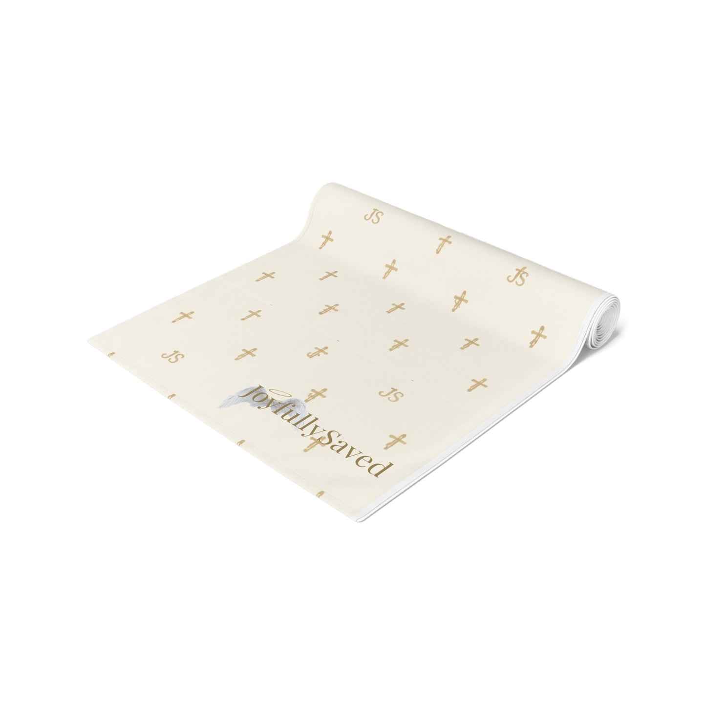 Signature Cross Table Runner, Cream — JoyfullySaved Faith-Inspired Cotton/Poly Decor