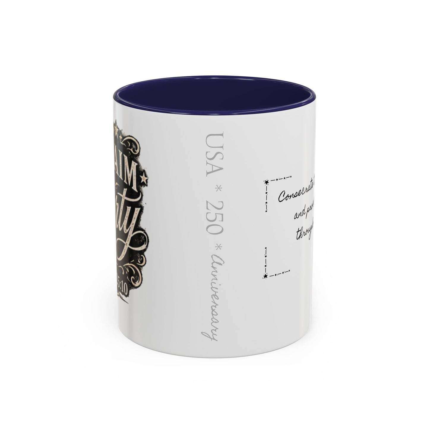 Accent Coffee Mug —  Scripture Patriotic 250th USA Anniversary (Leviticus 25:10)