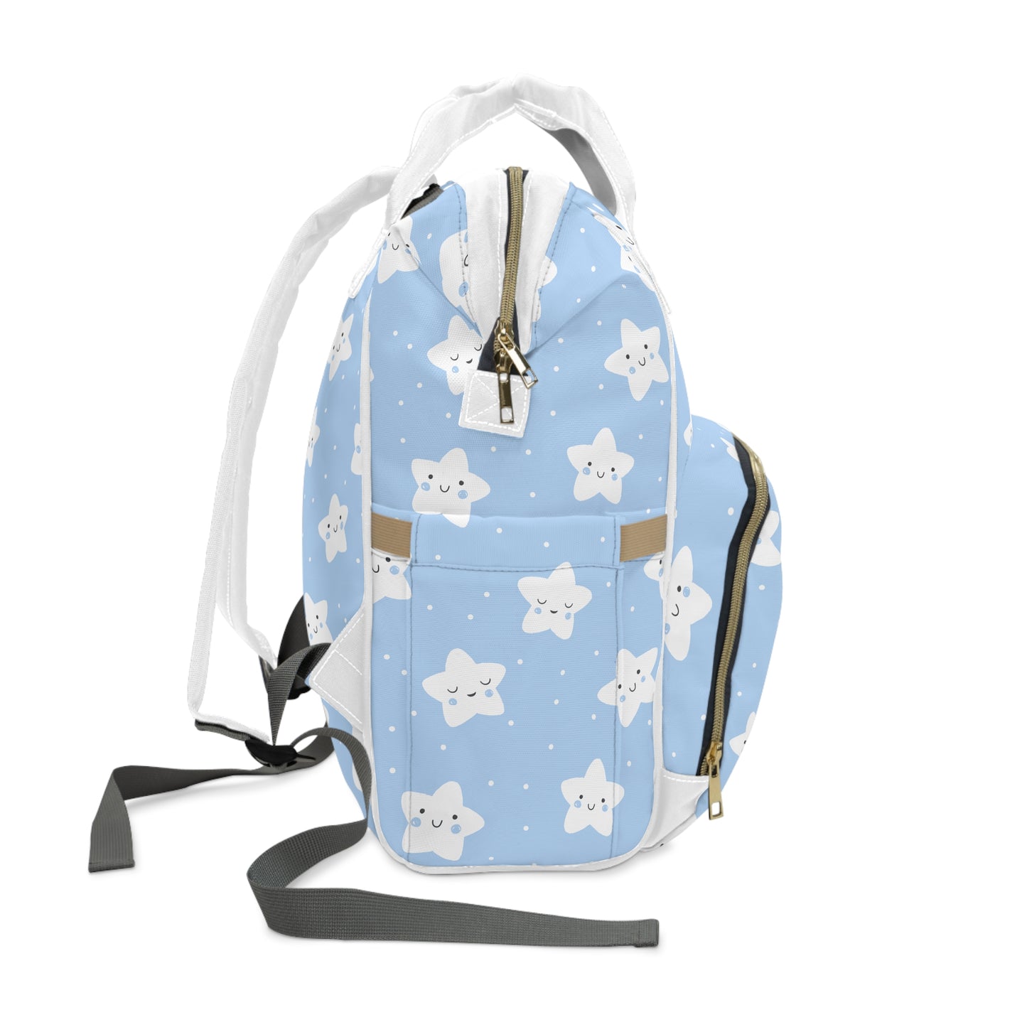 Cute Starry Baby Diaper Backpack – Light Blue Multifunctional Nappy Bag